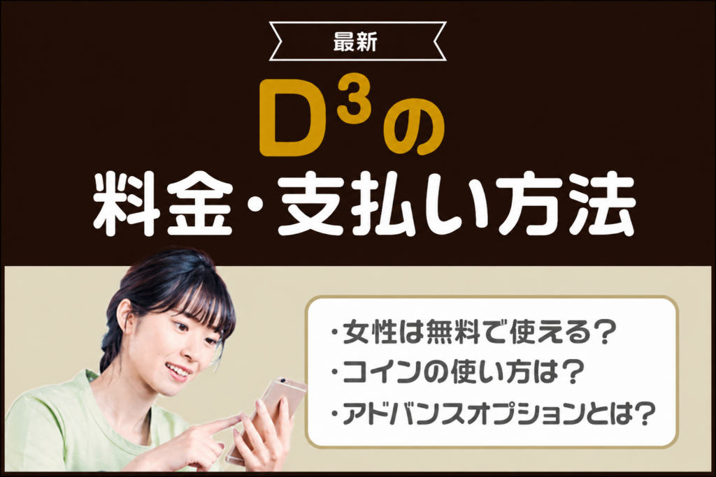 【最新】D³(旧Dine)の課金はおすすめ？料金プランと支払い方法を男性・女性別に解説！