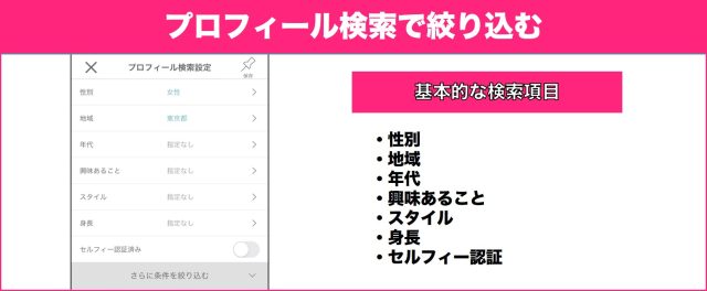 プロフィール項目で絞り込む