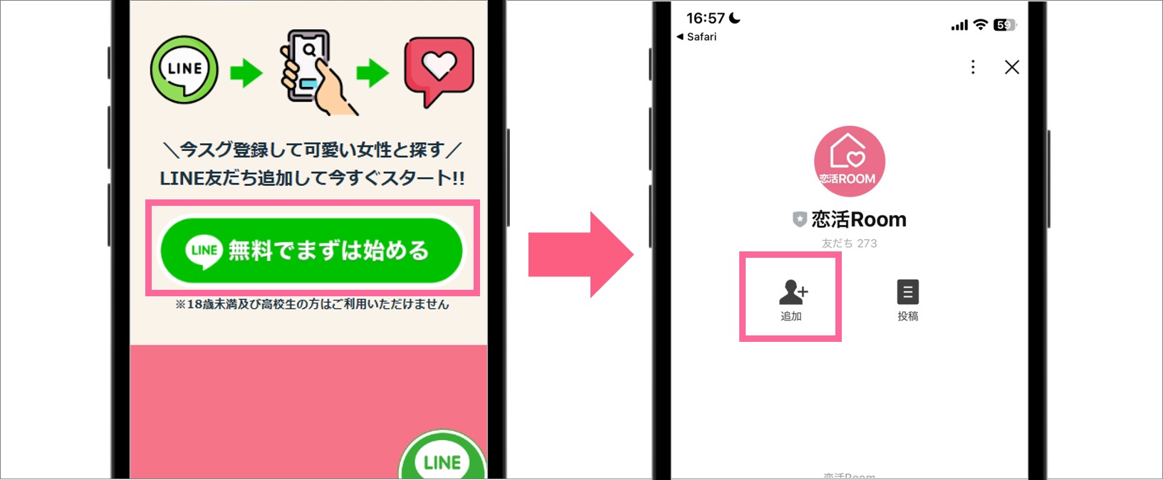 恋活RoomはLINEの友達追加をして利用